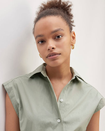 The Supima® Cotton Short-Sleeve Shirt Dress | Sage Green