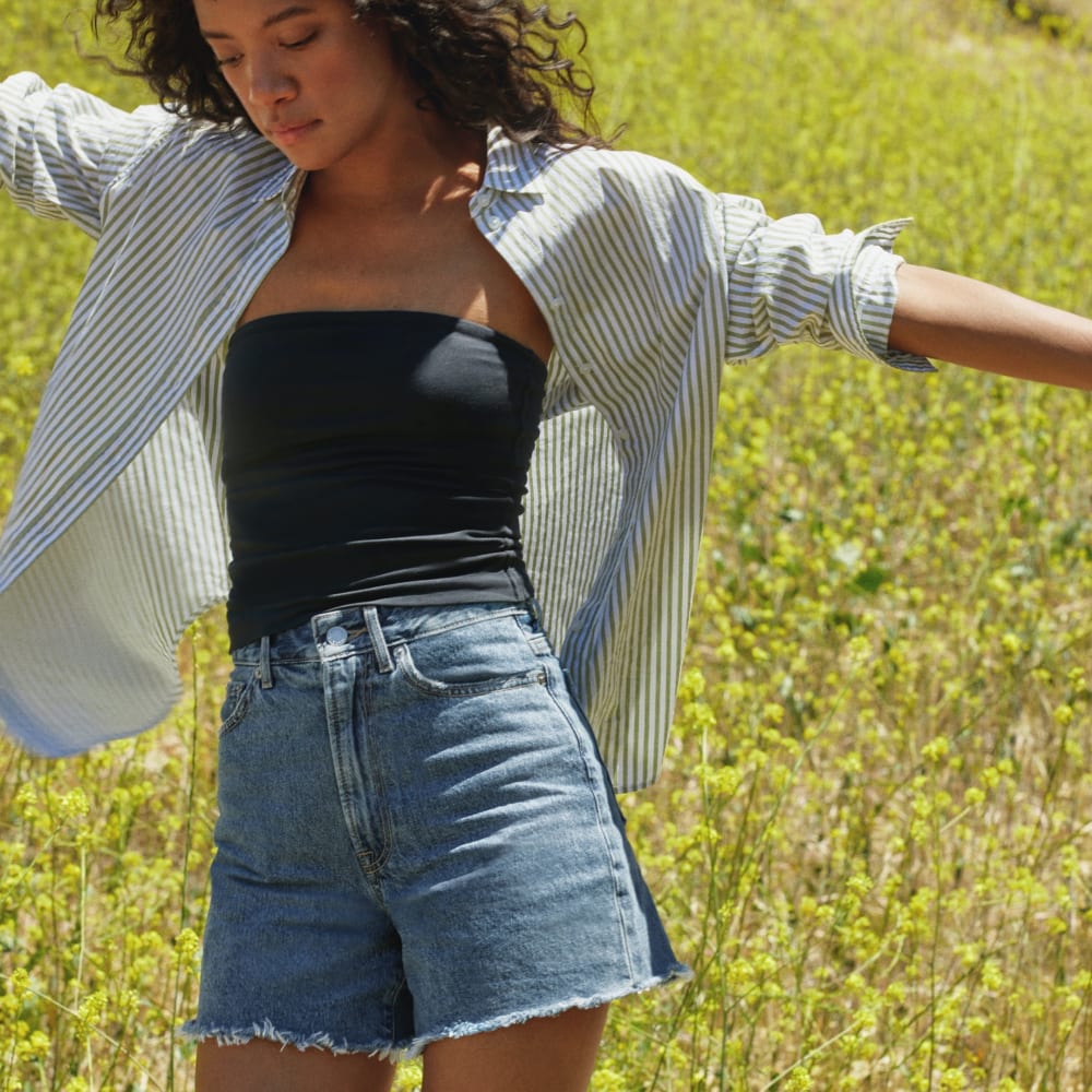 The A-Line Denim Short | Medium Indigo