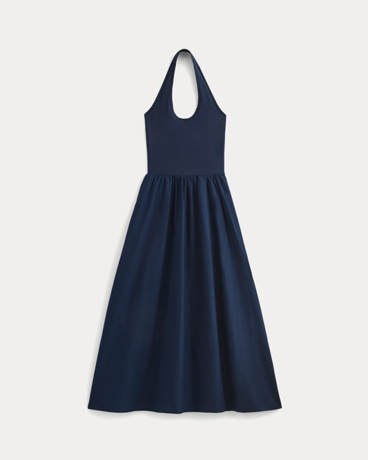 Halter Dress in Ultrasoft Cotton | Navy