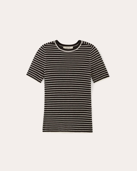 The Sweater Tee in Ultrasoft Merino | Black / Bone