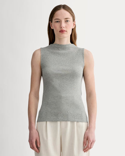 The Luxe Rib Funnel-Neck Tank | Heathered Grey