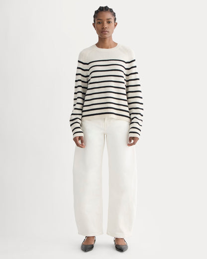 The Boxy Crew in Cashmere | Bone / Black