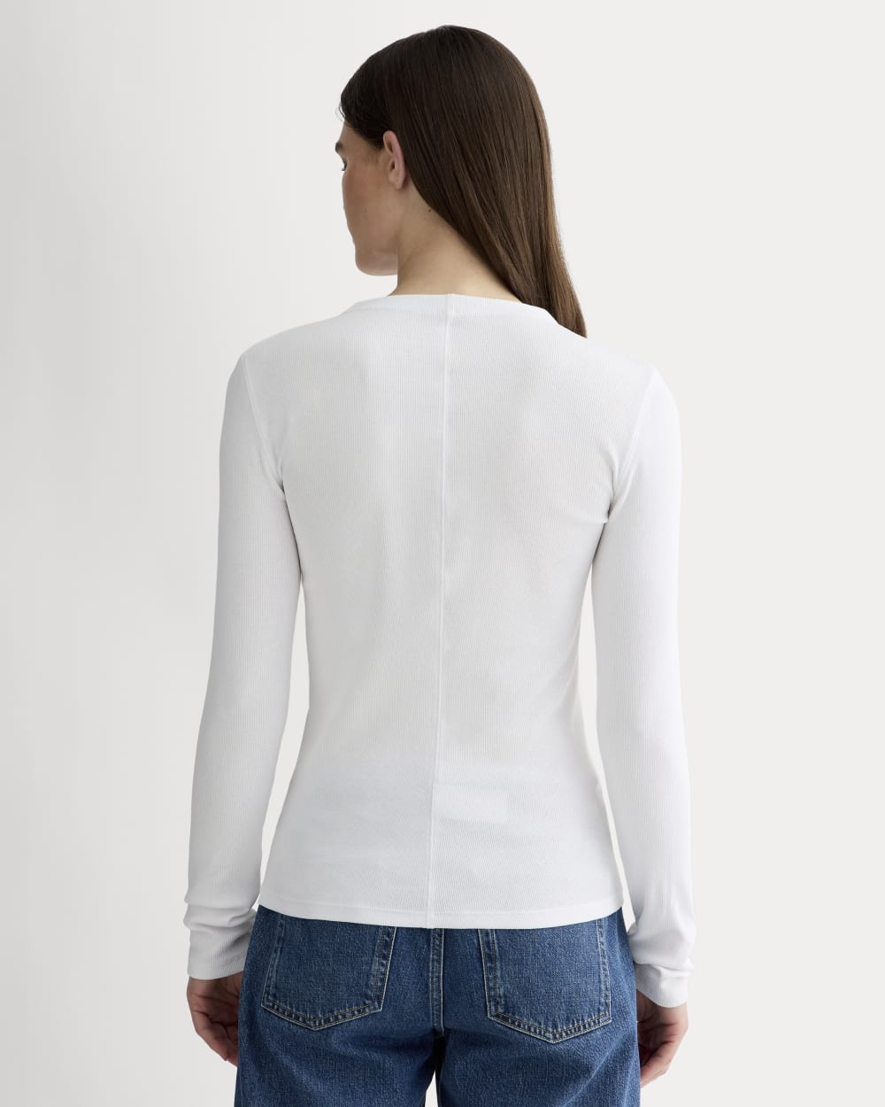 The Luxe Rib Funnel-Neck Tee | White