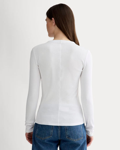 The Luxe Rib Funnel-Neck Tee | White