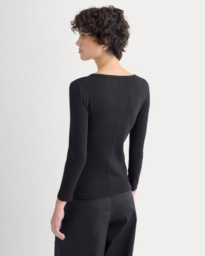 Luxe Rib Deep U-Neck Top | Black