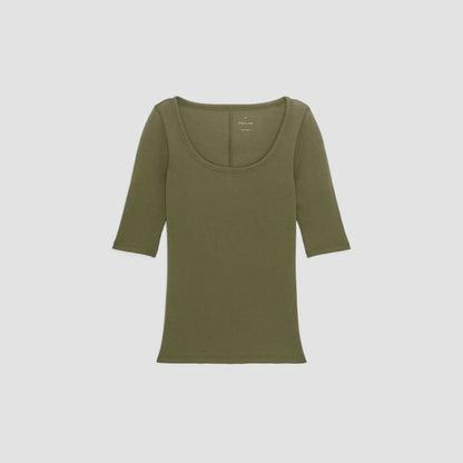 The Luxe Rib Scoop-Neck Tee | Kalamata