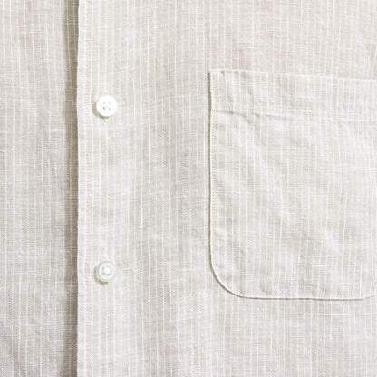 The Classic Short-Sleeve Shirt in Linen | Stone / White Stripe