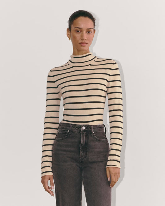 The Funnel Neck in Cotton Cashmere | Powder / Black