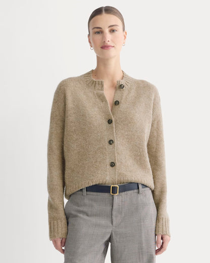 The Crew Cardigan in Alpaca | Dark Heathered Camel