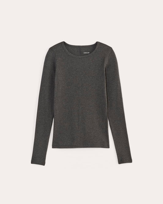 The Luxe Rib Long-Sleeve Crew | Heathered Soot