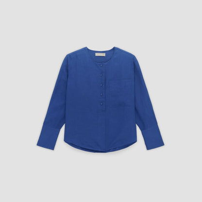 The Linen Popover Shirt | Mazarine Blue