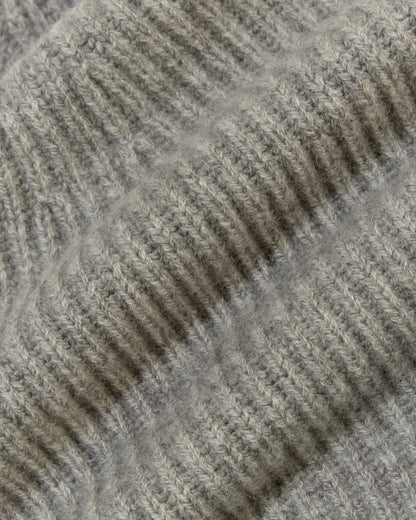 The Cashmere Ribbed Beanie | Light Heather Grey