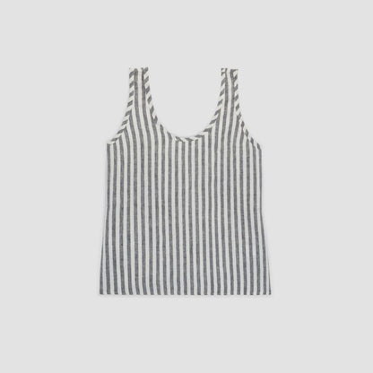 The Scoop Tank in Linen | Bone/Navy