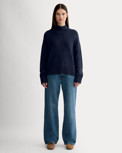 The Boxy Turtleneck in Everyday Cotton | Navy