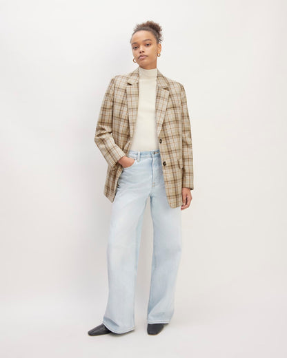 The Oversized Blazer in Buttersmooth | Pale Khaki Plaid