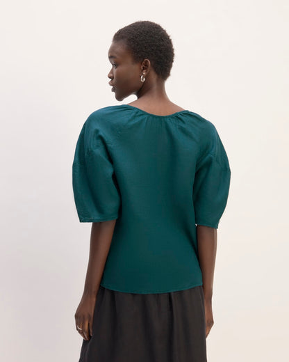 The Scoop Top in Linen | Dark Sea