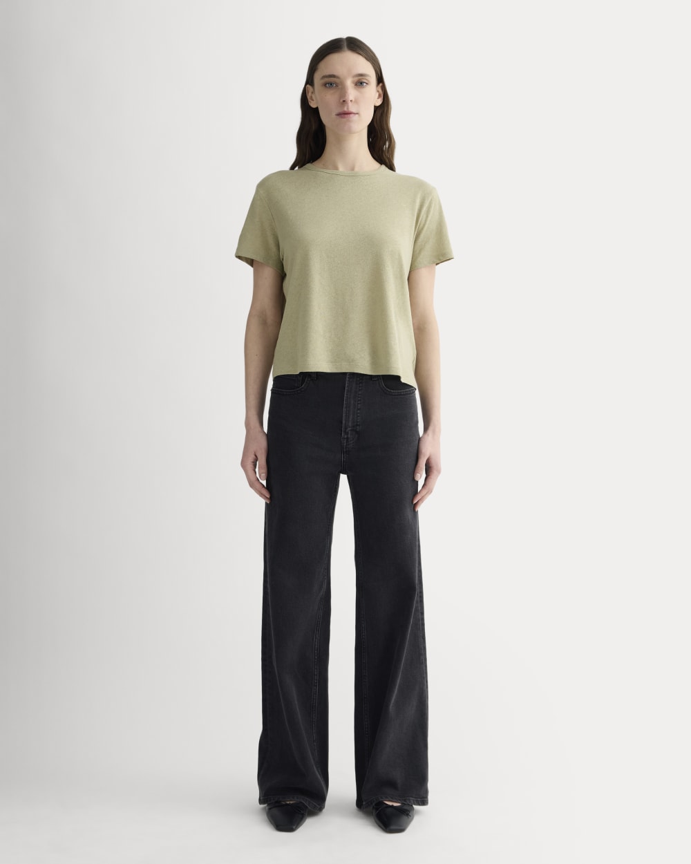 The Box-Cut Tee in Cotton Linen | Eucalyptus