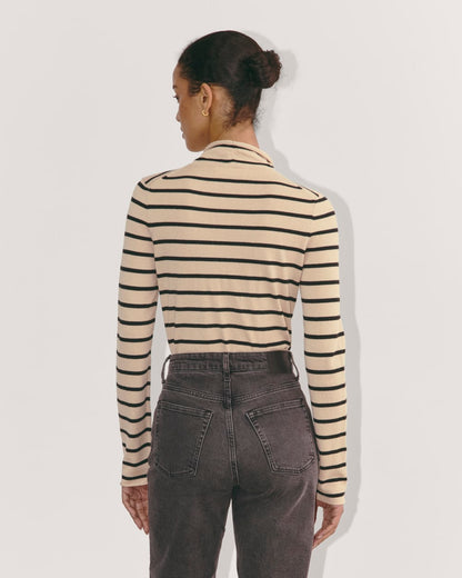 The Funnel Neck in Cotton Cashmere | Powder / Black