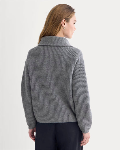 The Half-Zip Sweater in Luxe Merino | Heathered Mid-Grey