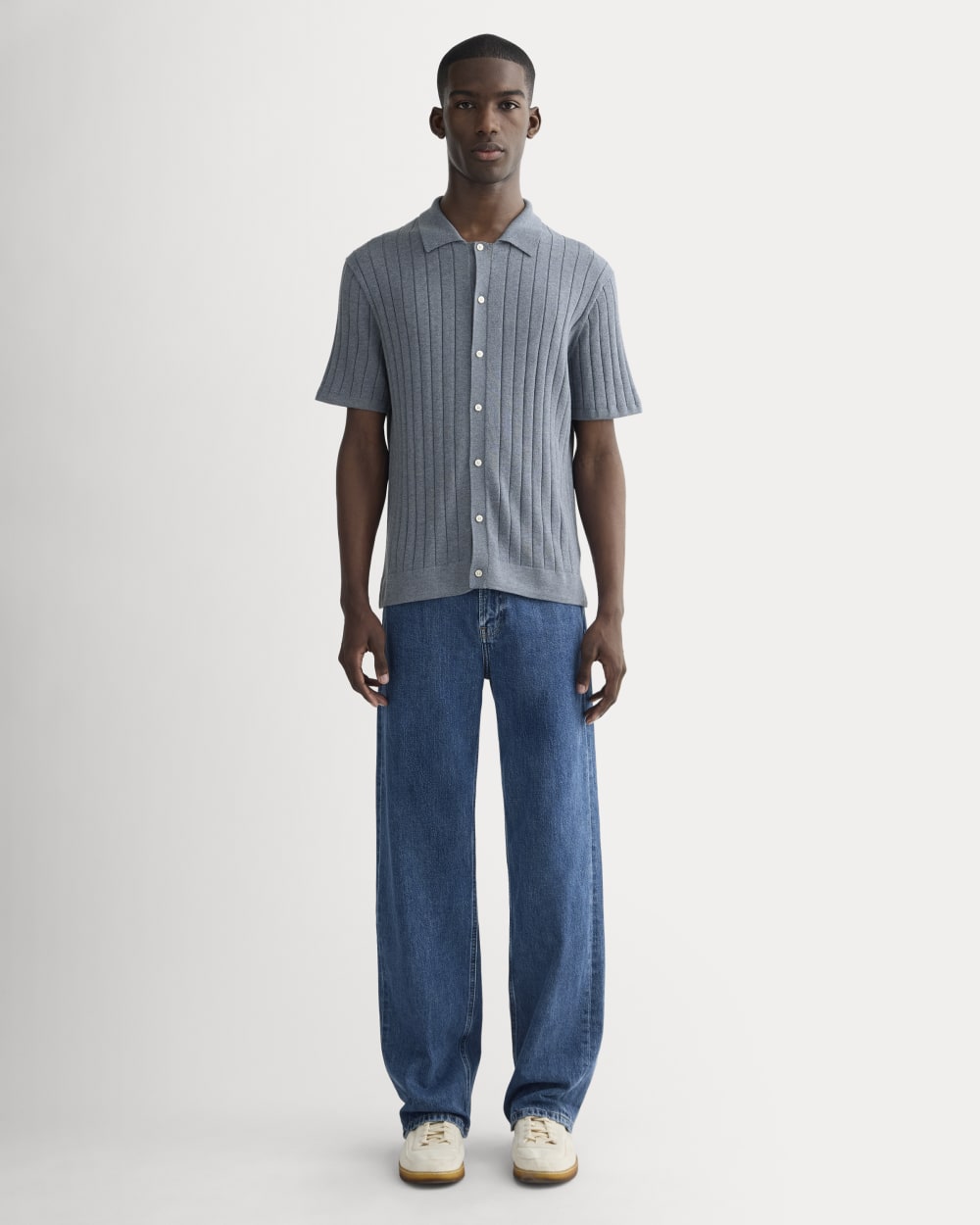 The No-Sweat Button-Down Polo | Heather Sage Blue