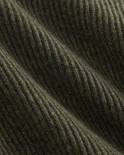 The Fisherman Crew in Wool Cashmere | Heathered Army Green