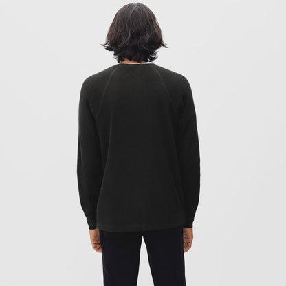 The Waffle Long-Sleeve Henley Tee | Black