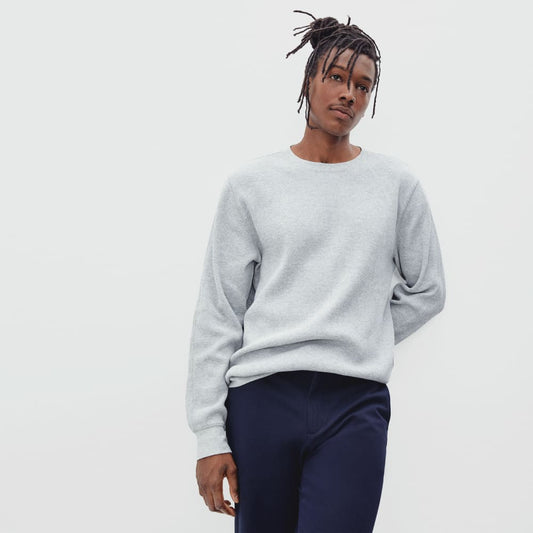 The Waffle Long-Sleeve Crew Tee | Heathered Light Grey