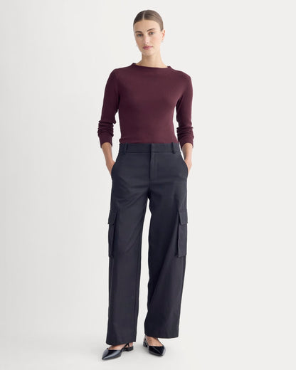The Luxe Rib Funnel-Neck Tee | Heathered Port Royale