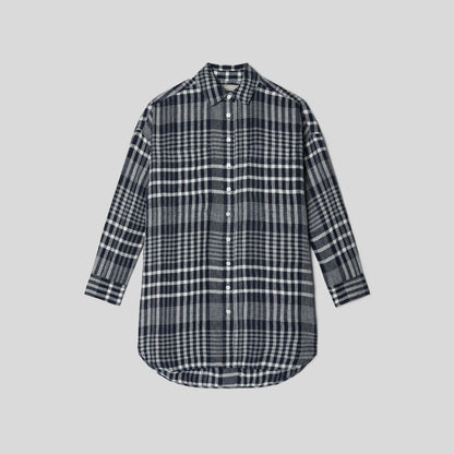The Way-Long Linen Shirt | Canvas Tan / Navy