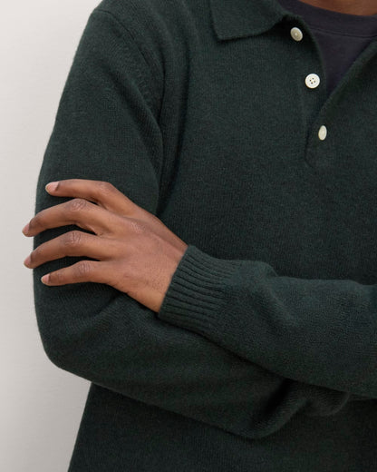 The Classic Polo in Luxe Merino | Heather Scarab Green