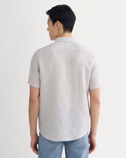 The Classic Short-Sleeve Shirt in Linen | Stone / White