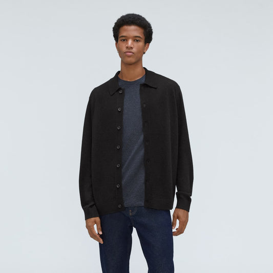The Merino-Blend Sweater Polo | Black
