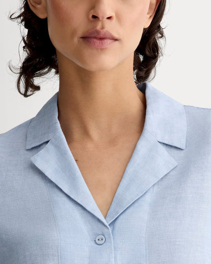 The Notch Shirt in Linen | Light Blue