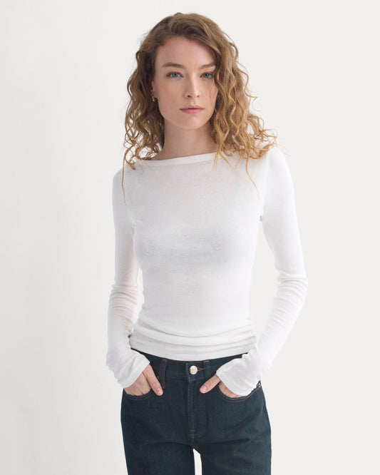 Tissue Boatneck Top | Bone