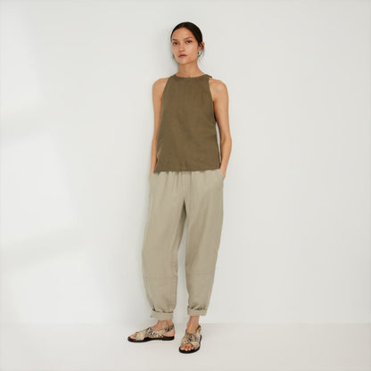 The Linen High-Neck Tank | Kalamata