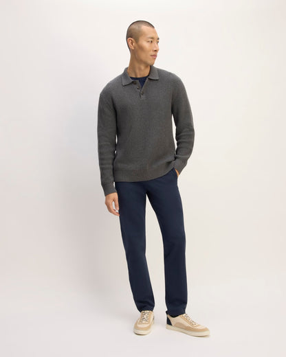 The Cotton Chunky Rib Polo | Heathered Charcoal
