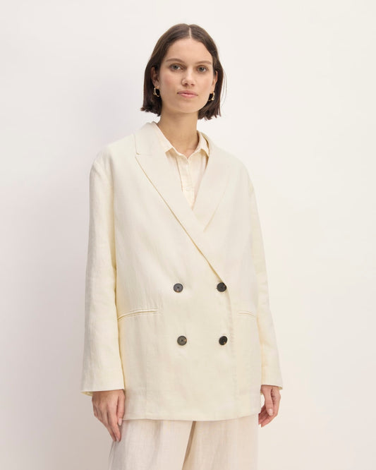 The Linen Double Breasted Blazer | Bone