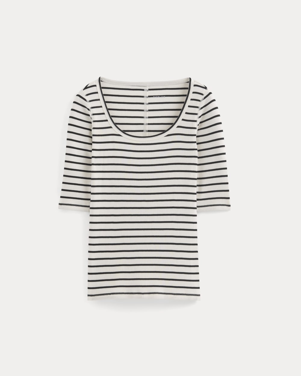 The Luxe Rib Scoop-Neck Tee | Bone / Black