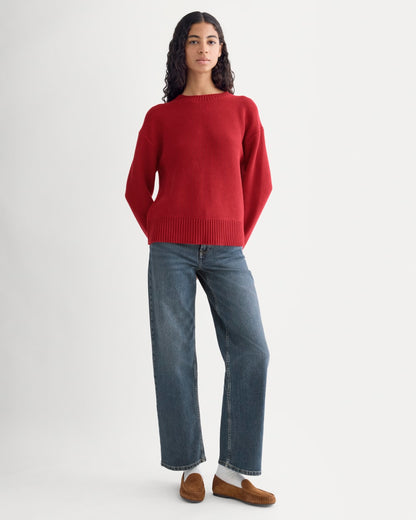 The Cotton Honeycomb Square Crew | Berry Red