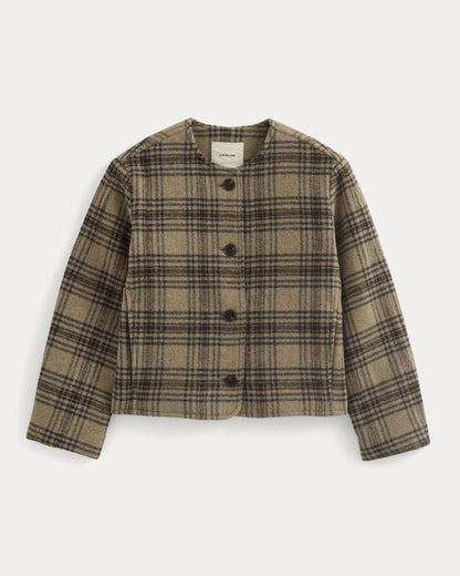 The Cocoon Coat in Wool | Chocolate Plum/Heather Charcoal