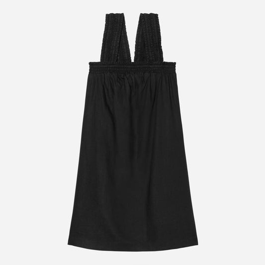 The Smocked Linen Dress | Black