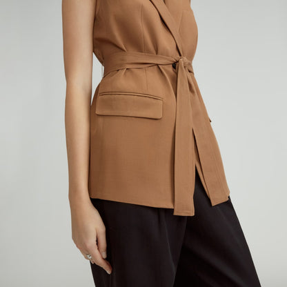 The Sleeveless Blazer in Buttersmooth | Toasted Coconut