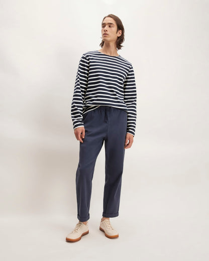 The Premium-Weight Long-Sleeve Mariner Tee |  Navy / Bone