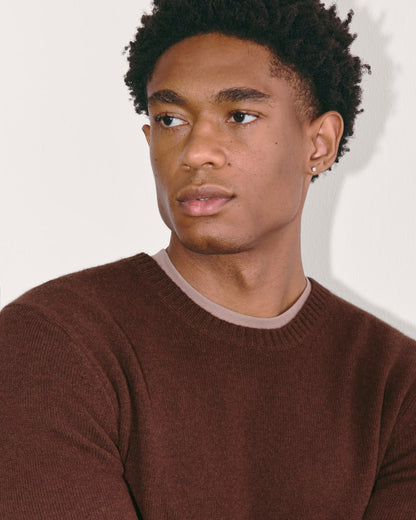 The Premium Merino Crew Neck Sweater | Heather Mahogany