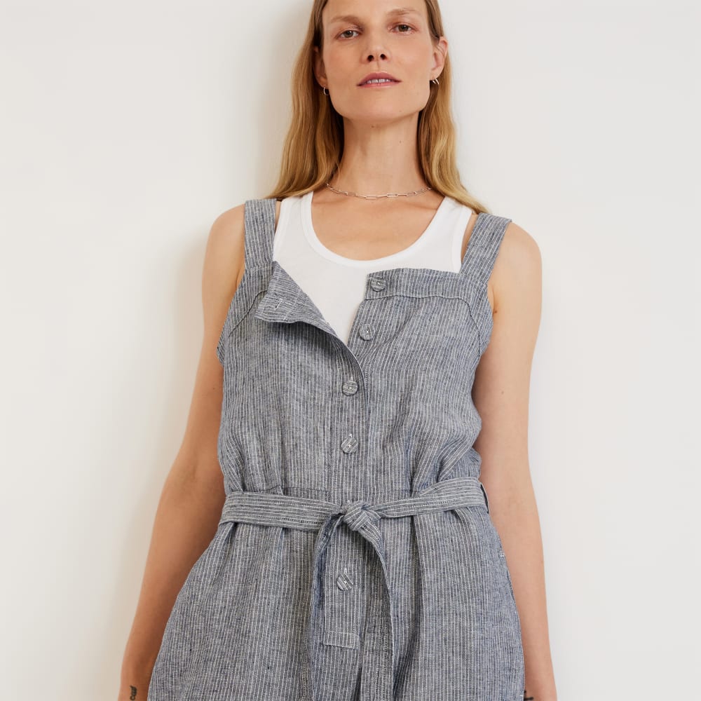 The Linen Jumpsuit | Canvas Tan / Navy