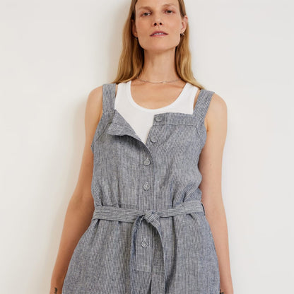 The Linen Jumpsuit | Canvas Tan / Navy