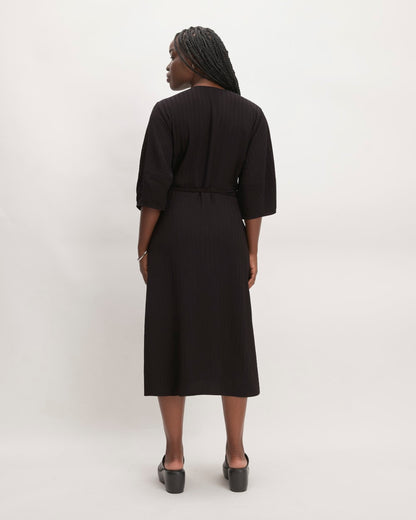 The City Stripe Wrap Dress | Black