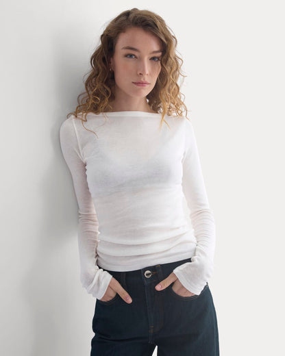 Tissue Boatneck Top | Bone