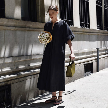 The Poplin Caftan Dress | Black