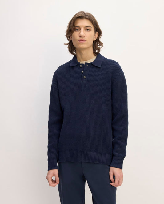 The Cotton Chunky Rib Polo | Navy